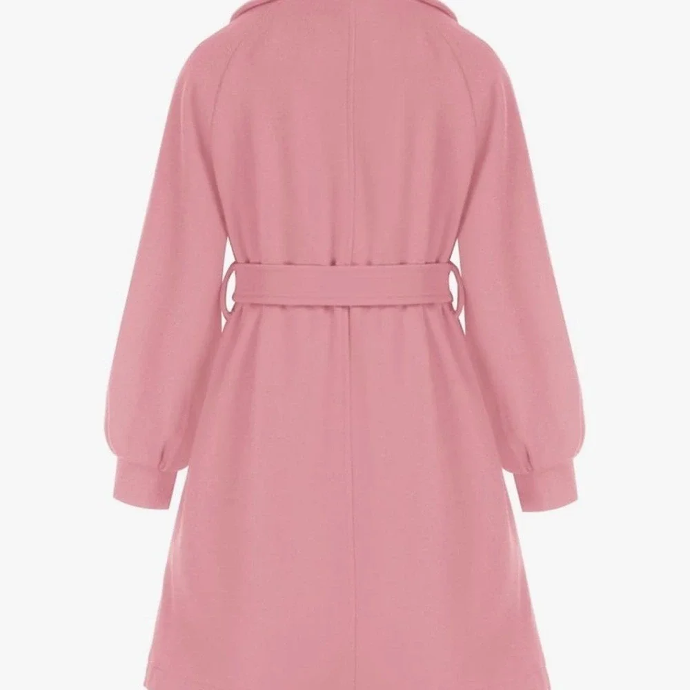 Grace Karin Pink‎ Double Breasted Trench Coat Belted Pea Coat Girls 10